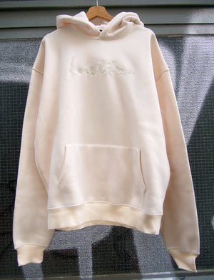 Oversized Scripted Hoodie - Beige