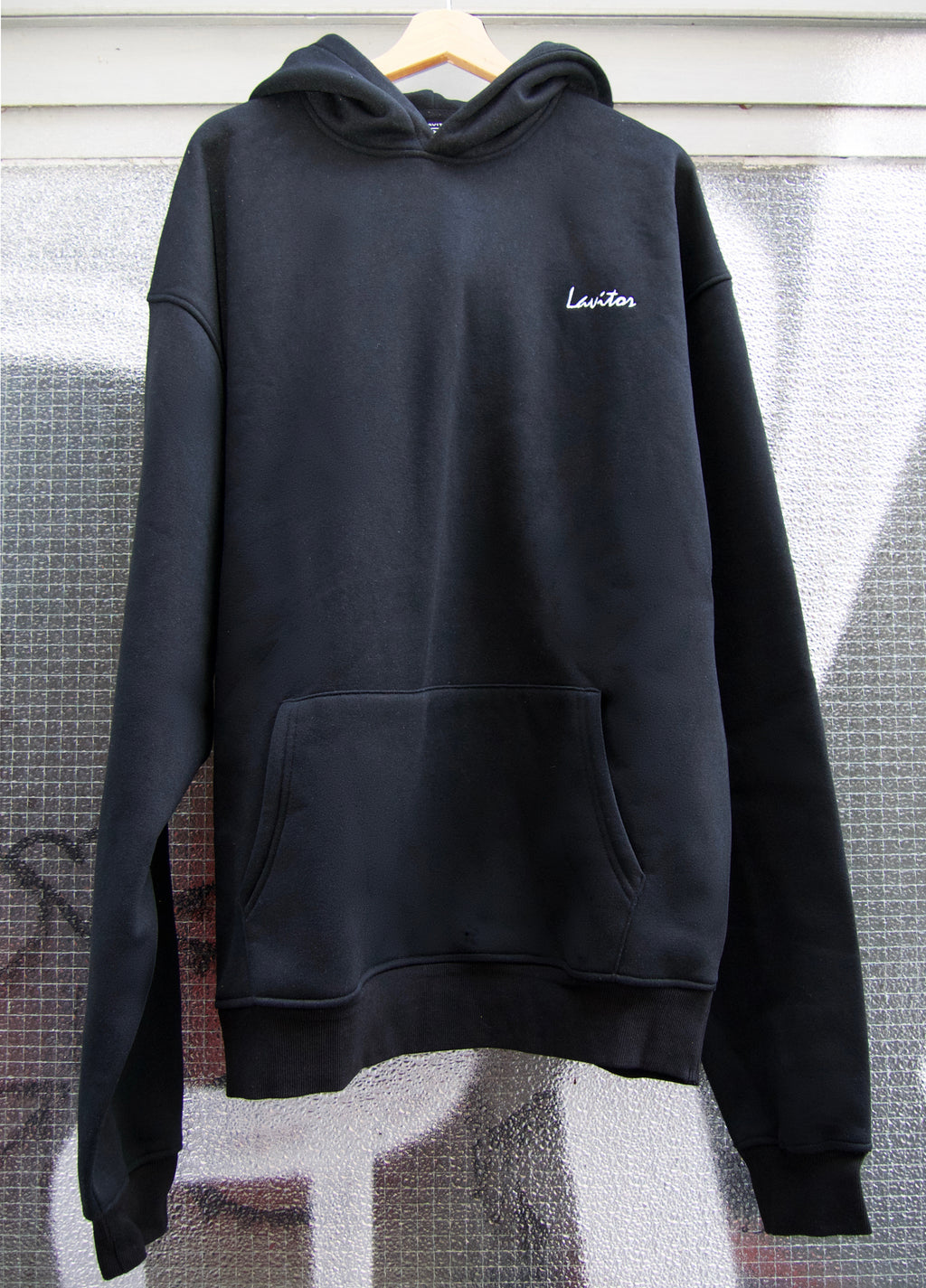 Oversized Scripted Hoodie - Black