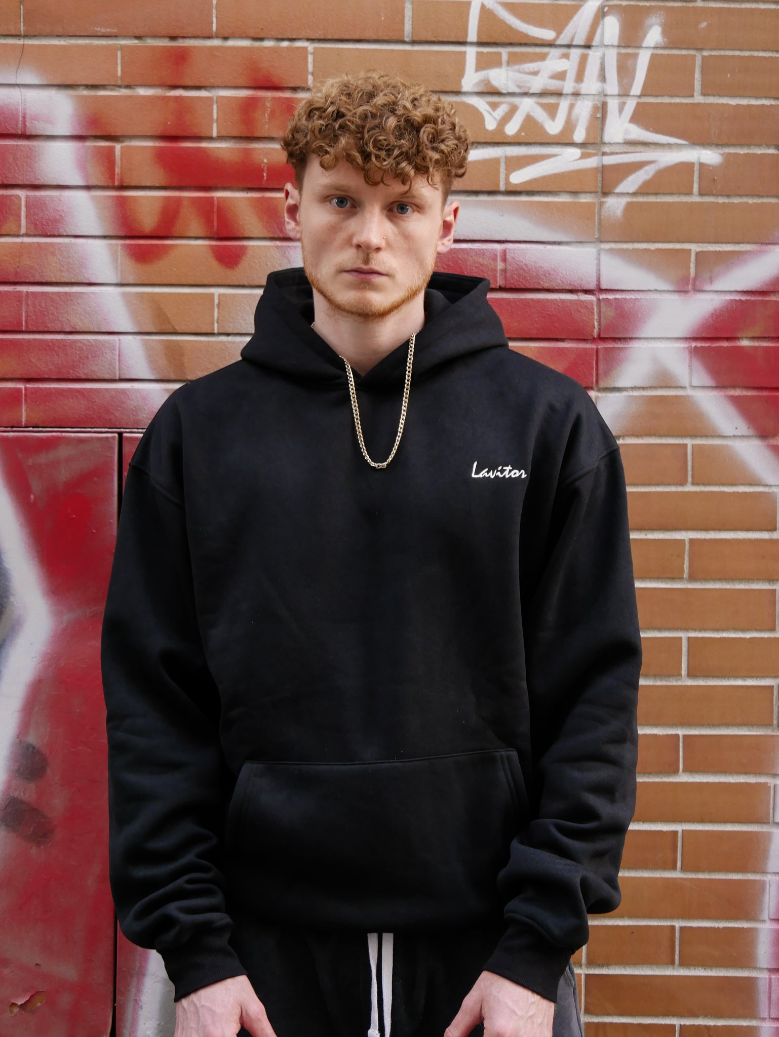 Oversized Scripted Hoodie - Black
