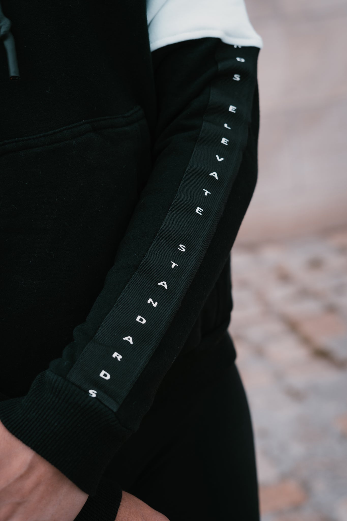 Core Striped Hoodie Black