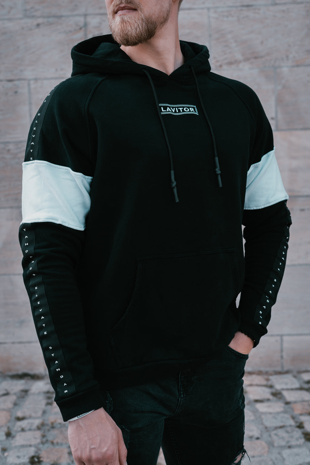 Core Striped Hoodie Black